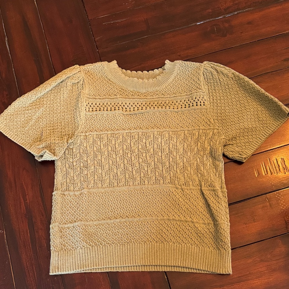 Lilla P Textured Knit Short Sleeve Sweater